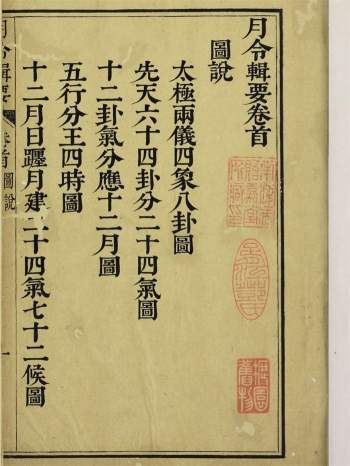 《月令辑要》二十四卷.卷首.清.李光地等撰.清康熙时期内府四色套印本